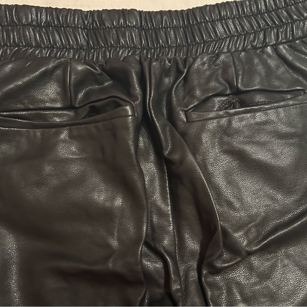Olivaceous Black Faux Leather Joggers - Picture 3 of 4